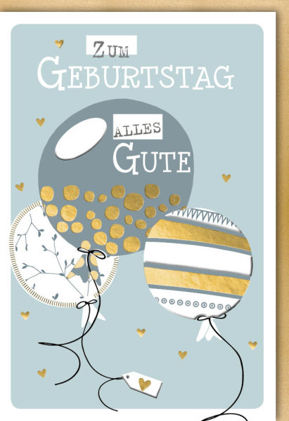 Geburtstag - Glückwunschkarte im Format 11,5 x 17 cm mit Umschlag - Drei Luftballon Alles Gute - Verlag Dominique