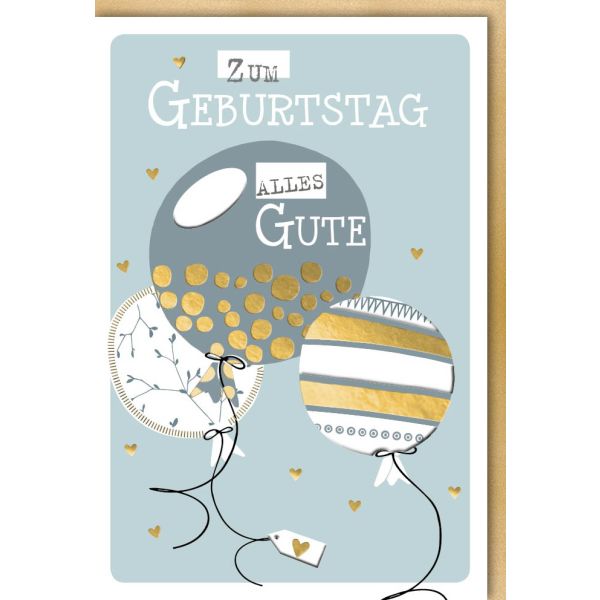 Geburtstag Glückwunschkarte mit Umschlag Drei Luftballon Alles Gute