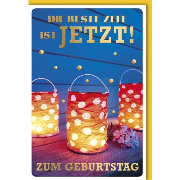 Geburtstag Glückwunschkarte mit Umschlag Drei Lampionstehlichter