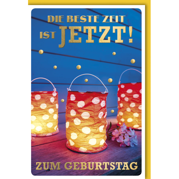 Geburtstag Glückwunschkarte mit Umschlag Drei Lampionstehlichter