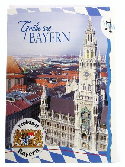 Allgemeine Wünsche - Musikklappkarte A5 im Format 14,8 x 21,0 cm mit Sound - „Grüße aus Bayern“