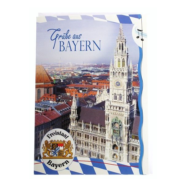 Bayern Musikklappkarte Format A5 mit Umschlag und  mit Sound  Grüße aus Bayern Bavaria München Oktoberfest