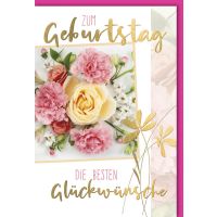 Geburtstag Glückwunschkarte mit Umschlag Drei rosa...