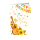 Geburtstag Skorpions Art - Glückwunschkarte im Format 11,5 x 17 cm mit Umschlag - Gitarre, Vogel, Girlande, Sonnenblumen - mit Goldfolie