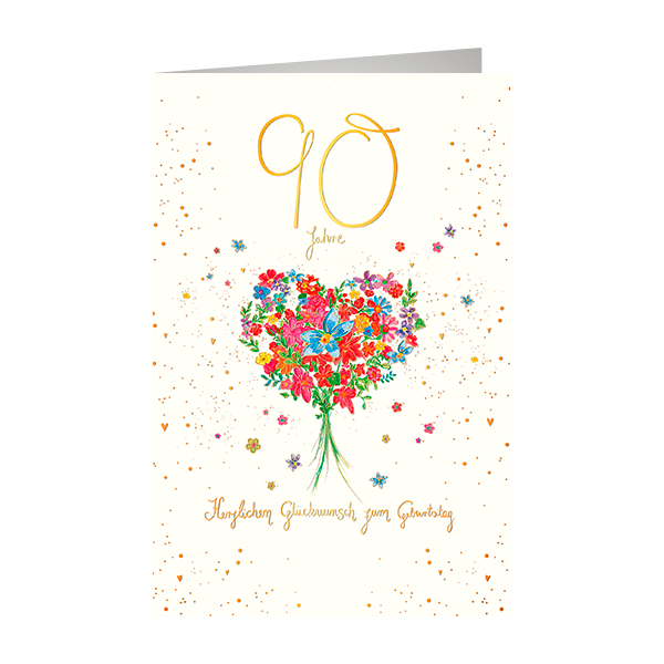 75. Geburtstag Glückwunschkarte mit Umschlag 75. Geburtstag Blumen Goldfolie