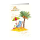 A - Ruhestand - Glückwunschkarte im Format 11,5 x 17 cm mit Umschlag - Palme, Sonnenstuhl, Sonnenschirm
