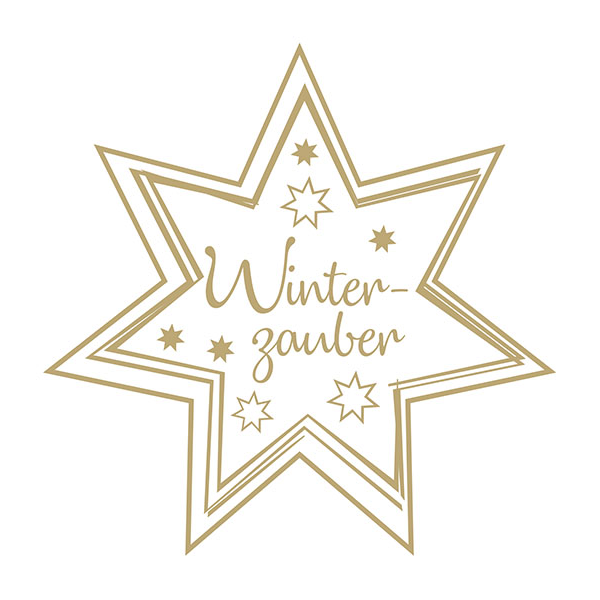 Weihnachten Servietten Lunch Napkin Lunch Format: 33 x 33 cm 3-lagig 20 Servietten Winterzauber Gold/White Stern gold