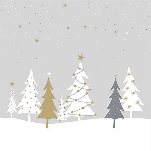 Weihnachten – Servietten Lunch – Napkin Lunch – Format: 33 x 33 cm – 3-lagig – 20 Servietten pro Packung –  Midnight Trees Grey FSC Mix