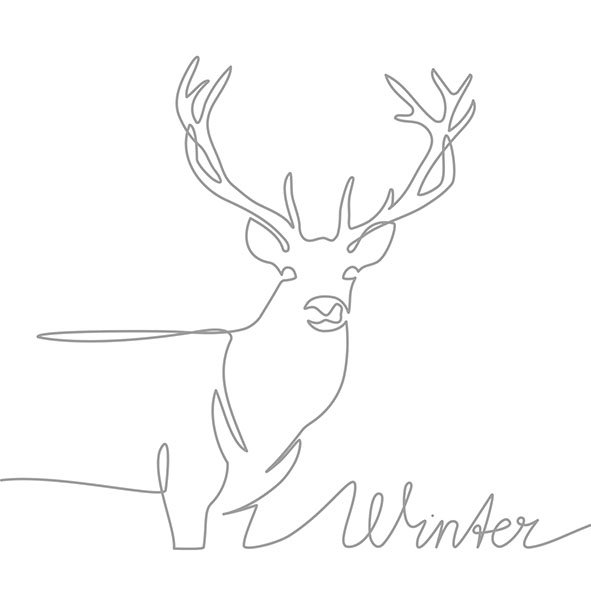 Weihnachten – Servietten Lunch – Napkin Lunch – Format: 33 x 33 cm – 3-lagig – 20 Servietten pro Packung – Deer Drawing Silver - Hirsch