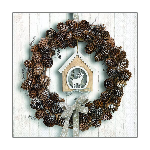 Weihnachten Servietten Lunch Napkin Lunch Format: 33 x 33 cm 3-lagig 20 Servietten Pine Cone Wreath Tannenzapfen Kranz