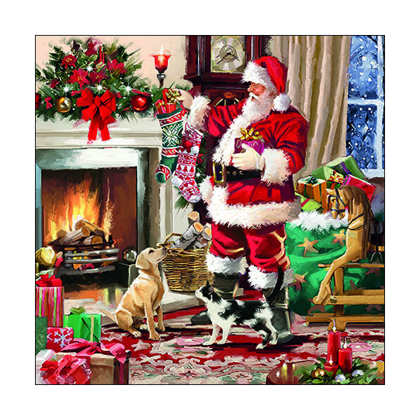 Weihnachten Servietten Lunch Napkin Lunch Format: 33 x 33 cm 3-lagig 20 Servietten Santa Interior