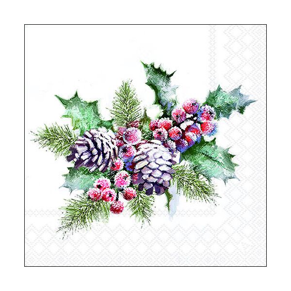 Weihnachten Servietten Lunch Napkin Lunch Format: 33 x 33 cm 3-lagig 20 Servietten Holly And Berries