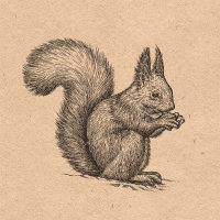 Napkin 33 Recycled Etching Squirrel FSC Mix