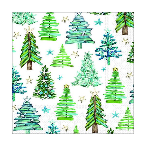 Weihnachten Servietten Lunch Napkin Lunch Format: 33 x 33 cm 3-lagig 20 Servietten Tree Pattern Green