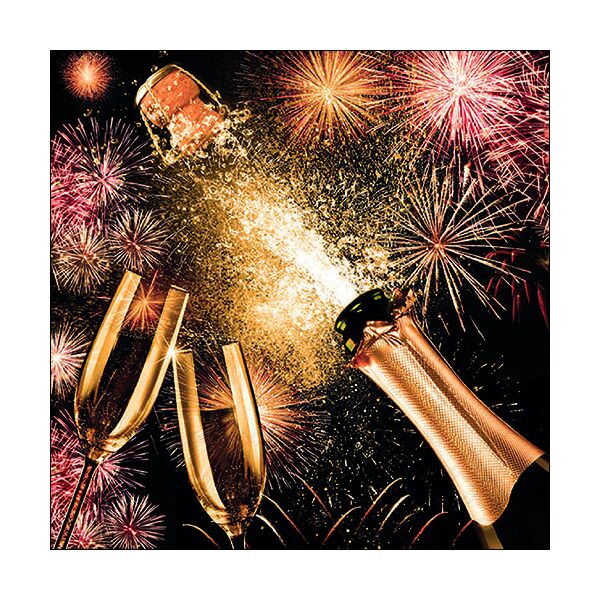 Silvester Neues Jahr Servietten Lunch Napkin Lunch Format: 33 x 33 cm 3-lagig 20 Servietten Popping Cork