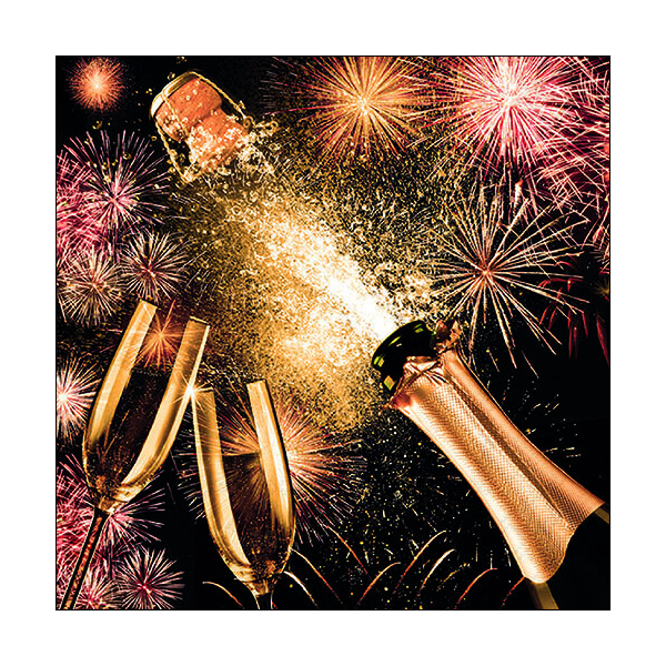 Silvester Neues Jahr Servietten Lunch Napkin Lunch Format: 33 x 33 cm 3-lagig 20 Servietten Popping Cork