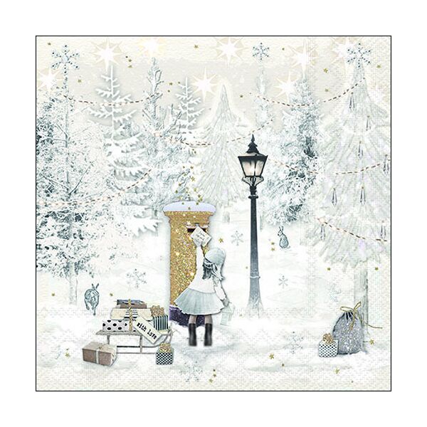 A Weihnachten Servietten Lunch 33 x 33 cm 3-lagig 20 Servietten Send You A Letter Schneelandschaft Briefkasten