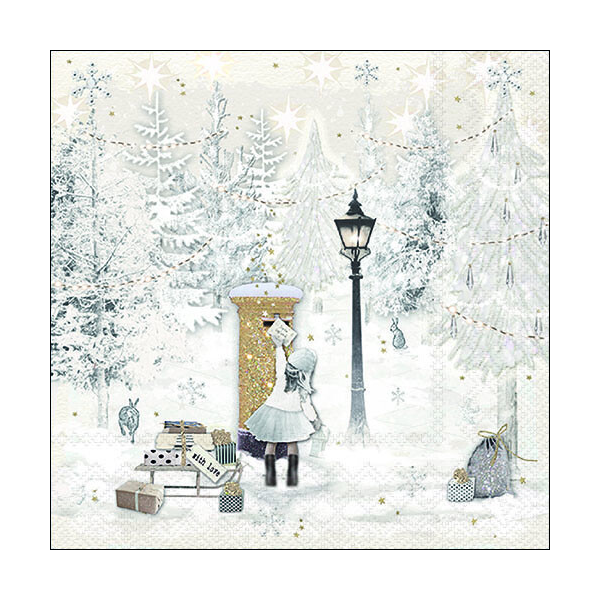 A Weihnachten Servietten Lunch 33 x 33 cm 3-lagig 20 Servietten Send You A Letter Schneelandschaft Briefkasten