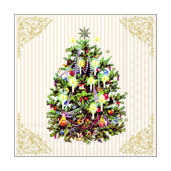 Weihnachten Servietten Lunch Napkin Lunch Format: 33 x 33 cm 3-lagig 20 Servietten X-Mas Tree Cream