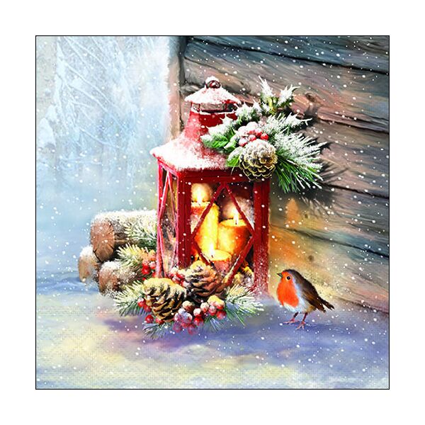 Weihnachten Servietten Lunch Napkin Lunch Format: 33 x 33 cm 3-lagig 20 Servietten Robin By Lantern