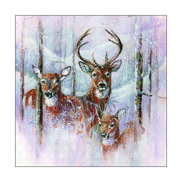 A Weihnachten Servietten Lunch 33 x 33 cm 3-lagig 20 Servietten Wilderness Stag Hirsche im Schnee