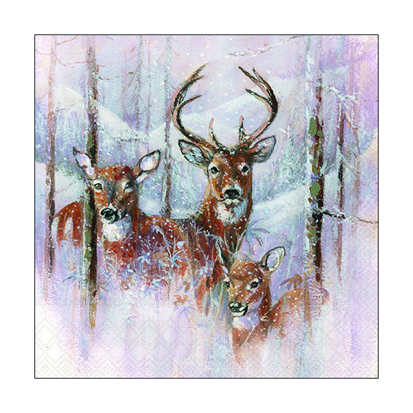 A Weihnachten Servietten Lunch 33 x 33 cm 3-lagig 20 Servietten Wilderness Stag Hirsche im Schnee