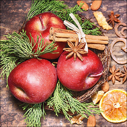 Weihnachten – Servietten Lunch – Napkin Lunch – Format: 33 x 33 cm – 3-lagig – 20 Servietten pro Packung – Winter Apples  FSC Mix