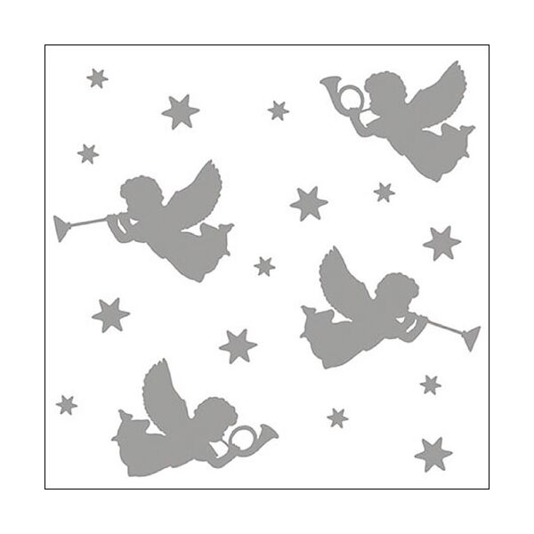 Weihnachten Servietten Lunch Napkin Lunch Format: 33 x 33 cm 3-lagig 20 Servietten Trumpet Angels Silver FSC Mix Engel mit Trompete silber