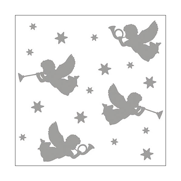 Weihnachten Servietten Lunch Napkin Lunch Format: 33 x 33 cm 3-lagig 20 Servietten Trumpet Angels Silver FSC Mix Engel mit Trompete silber