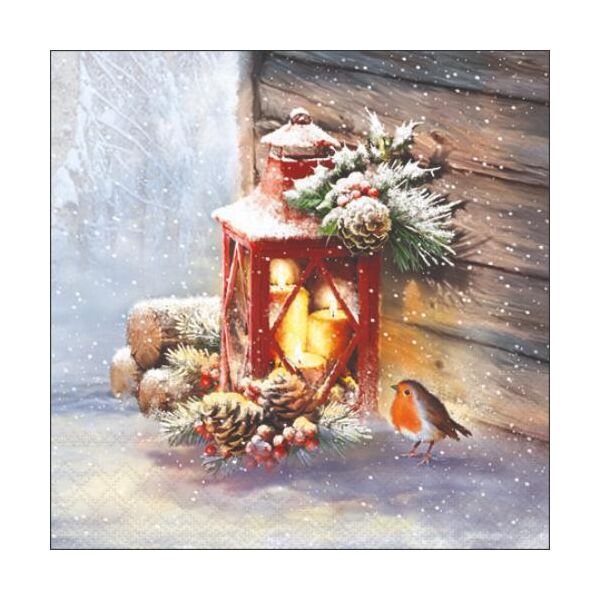A Weihnachten Cocktail Servietten 25 x 25 cm 3-lagig 15 Servietten Robin By Lantern Laterne