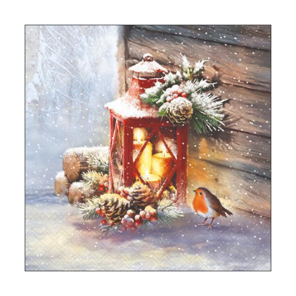 A Weihnachten Cocktail Servietten 25 x 25 cm 3-lagig 15 Servietten Robin By Lantern Laterne