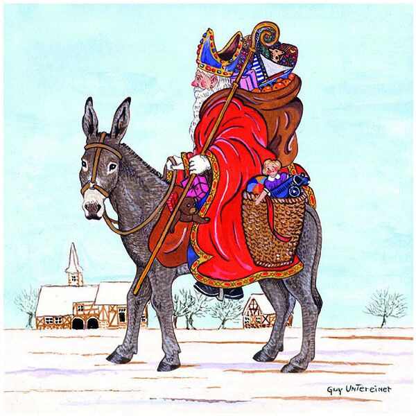Servietten Lunch St. Nikolaus auf Esel Saint Nicholas 33x33cm 20 Servietten