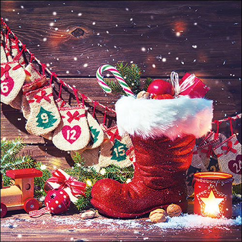 Weihnachten – Servietten Lunch – Napkin Lunch – Format: 33 x 33 cm – 3-lagig – 20 Servietten pro Packung – Gifts In Boot FSC Mix