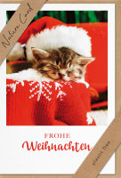 Weihnachten - Nature Cards Handmade - Glückwunschkarte im Format 11,5 x 17 cm mit Briefumschlag – Kätzechen