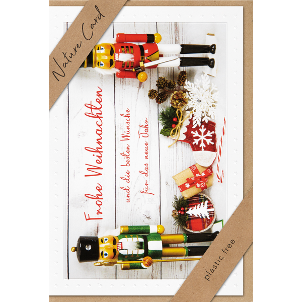 A Weihnachten - Nature Cards Handmade - Glückwunschkarte im Format 11,5 x 17 cm mit Briefumschlag – Nussknacker
