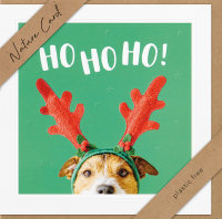 Weihnachten - Nature Cards Handmade - Glückwunschkarte im Format 15,5 x 15,5 cm mit Briefumschlag – Hund mit Geweih