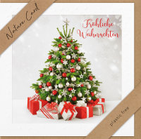 Weihnachten - Nature Cards Handmade - Glückwunschkarte im Format 15,5 x 15,5 cm mit Briefumschlag – Tannenbaum mit Geschenken