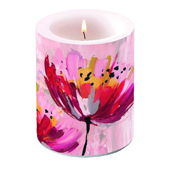Kerze gross – Candle Big – Format: Ø 12 cm x 10 cm – Brenndauer: 75 Std. - 1 Kerze pro Packung - Art Flower