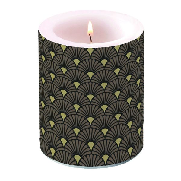 Kerze gross Candle Big Format: Ø 12 cm x 10 cm 1 Kerze pro Packung Art Deco Black_Gold
