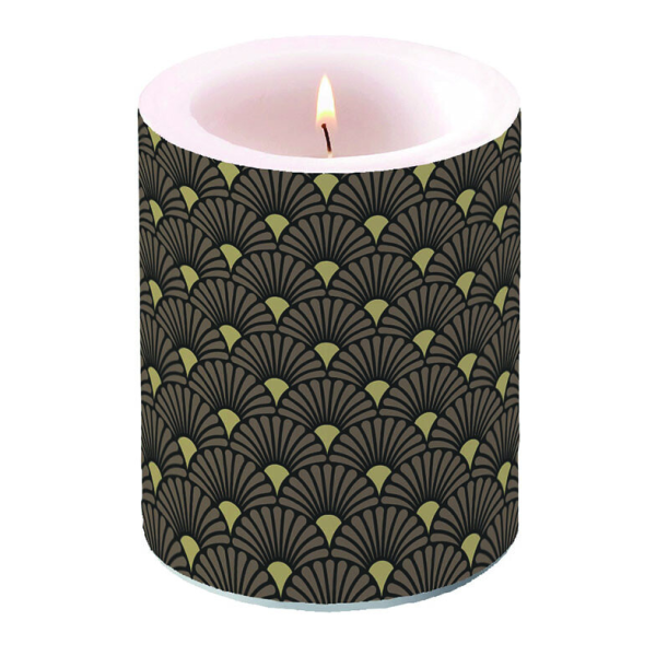 Kerze gross Candle Big Format: Ø 12 cm x 10 cm 1 Kerze pro Packung Art Deco Black_Gold