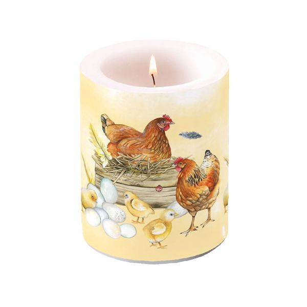 Kerze gross Candle Big Format: Ø 12 cm x 10 cm 1 Kerze pro Packung Breeding Chicken brütendes Huhn