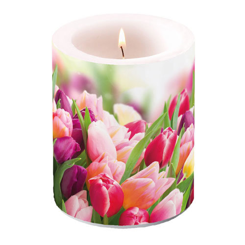Kerze gross – Candle Big – Format: Ø 12 cm x 10 cm – Brenndauer: 75 Std. - 1 Kerze pro Packung - Glorious Tulips