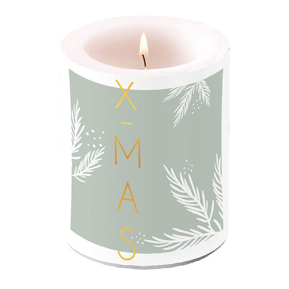 Weihnachten – Kerze gross – Candle Big – Format: Ø 12 cm x 10 cm – Brenndauer: 75 Std. - 1 Kerze pro Packung - Candle Big X-Mas Green