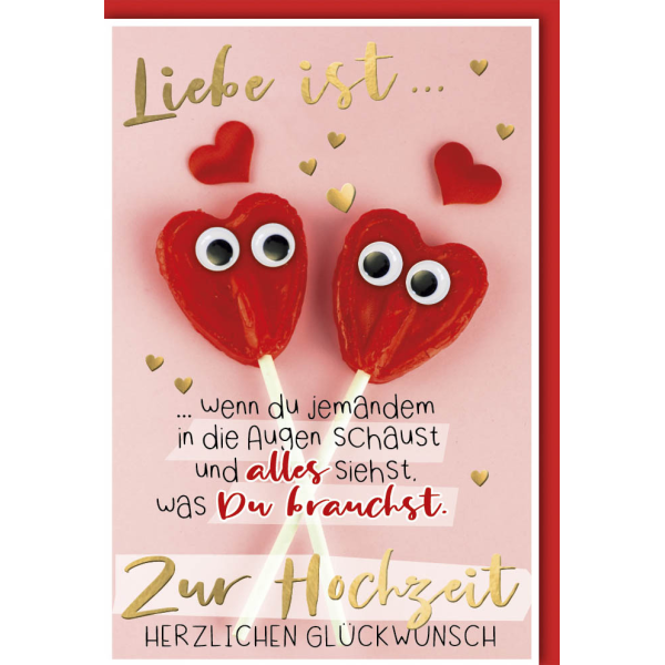 Hochzeitskarten Vermählung Glückwunschkarte mit Umschlag Lollies Liebe ist... Zur Hochzeit Herzlichen Glückwunsch