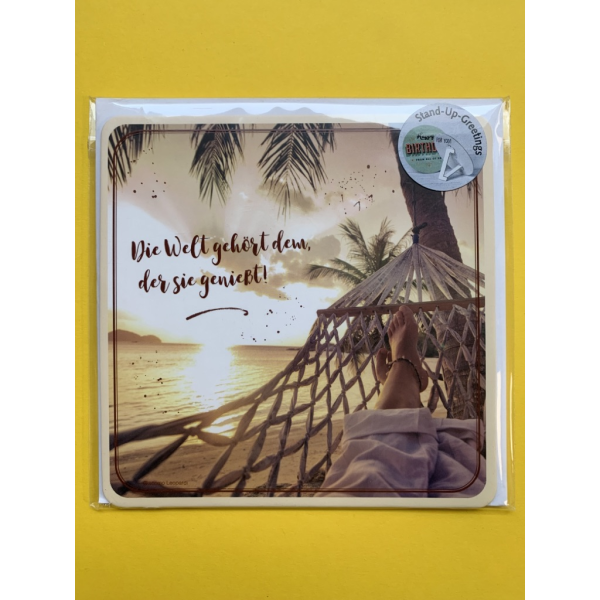 Allgemeine Wünsche Stand-Up-Greetings Grußkarte mit Umschlag 15 x 15 cm Karte zum aufstellen Genießen Karten zum aufstellen