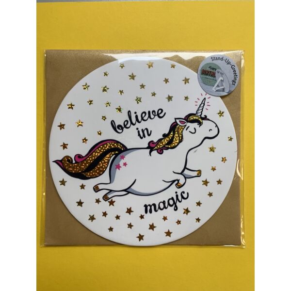 Allgemeine Wünsche Stand-Up-Greetings Grußkarte mit Umschlag 15 x 15 cm Einhorn Karten zum aufstellen