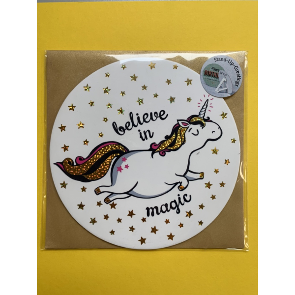 Allgemeine Wünsche Stand-Up-Greetings Grußkarte mit Umschlag 15 x 15 cm Einhorn Karten zum aufstellen