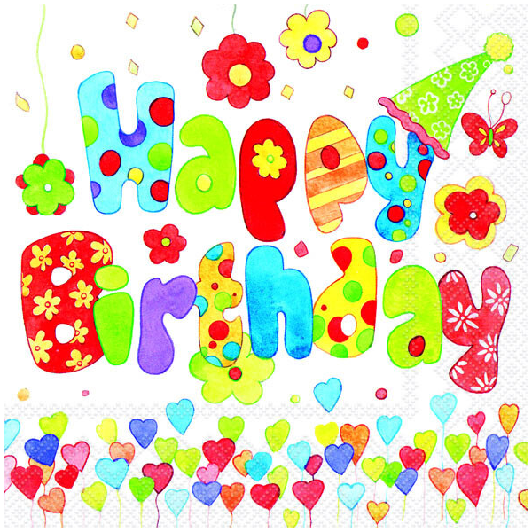 Servietten Lunch 33 x 33 cm 3-lagig 20 Servietten Happy Birthday bunt Geburtstag