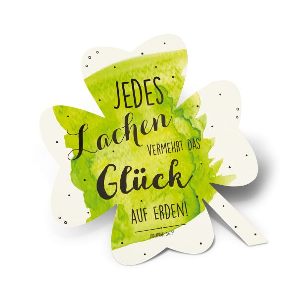 Allgemeine Wünsche Stand-Up-Greetings Quadratische Grußkarte mit Umschlag Karte in Form eines Kleeblattes zum aufstellen Lachen Glück Karten zum aufstellen