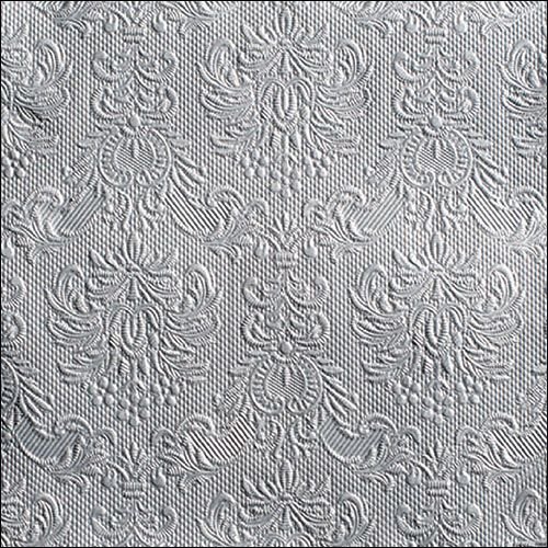 Servietten Lunch – Napkin Lunch – Format: 33 x 33 cm – 3-lagig – mit Prägung -  15 Servietten pro Packung - Elegance Silver – Silber mit Prägung